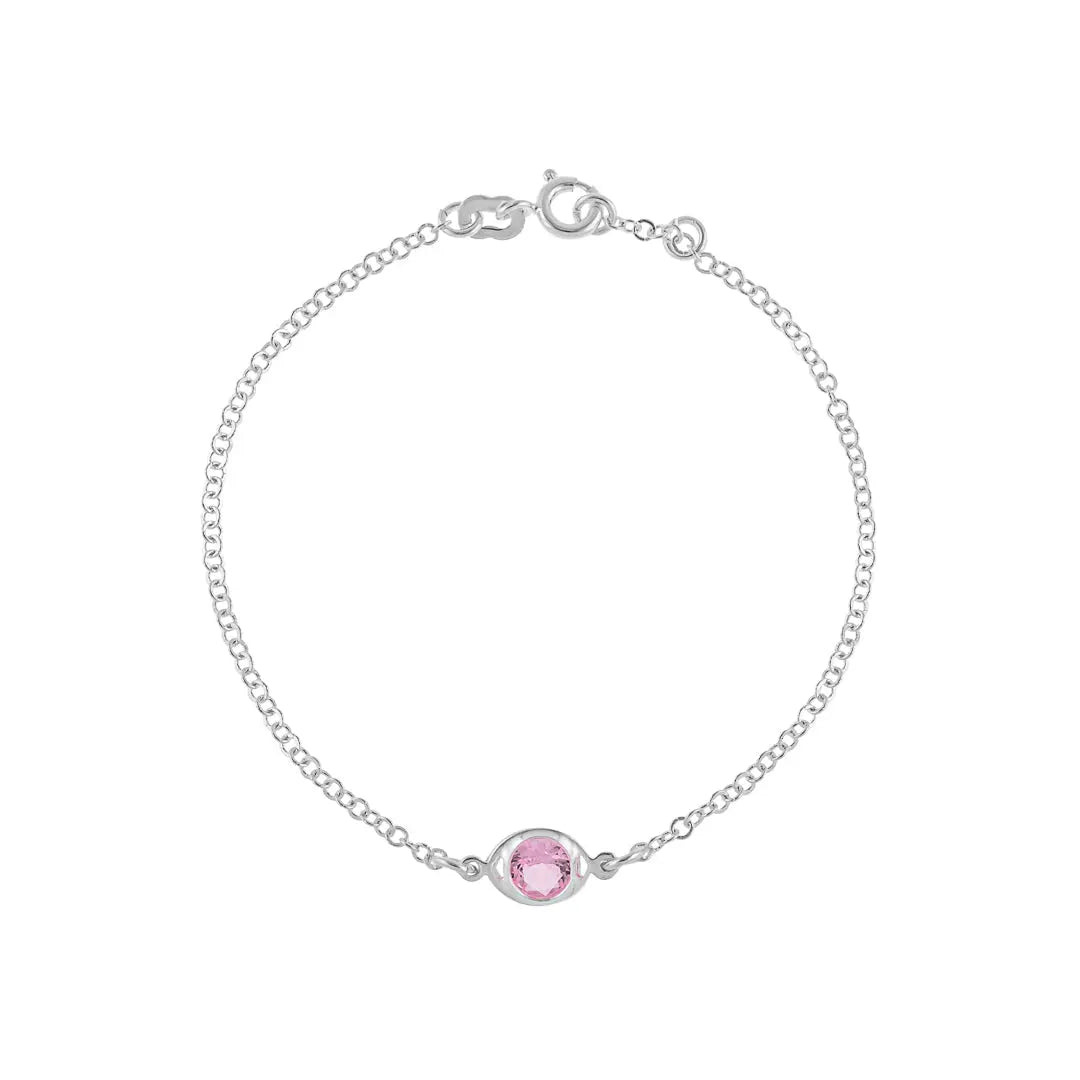 Pulseira em Prata com Zircônia Rosa Joias 4Ever & Co.