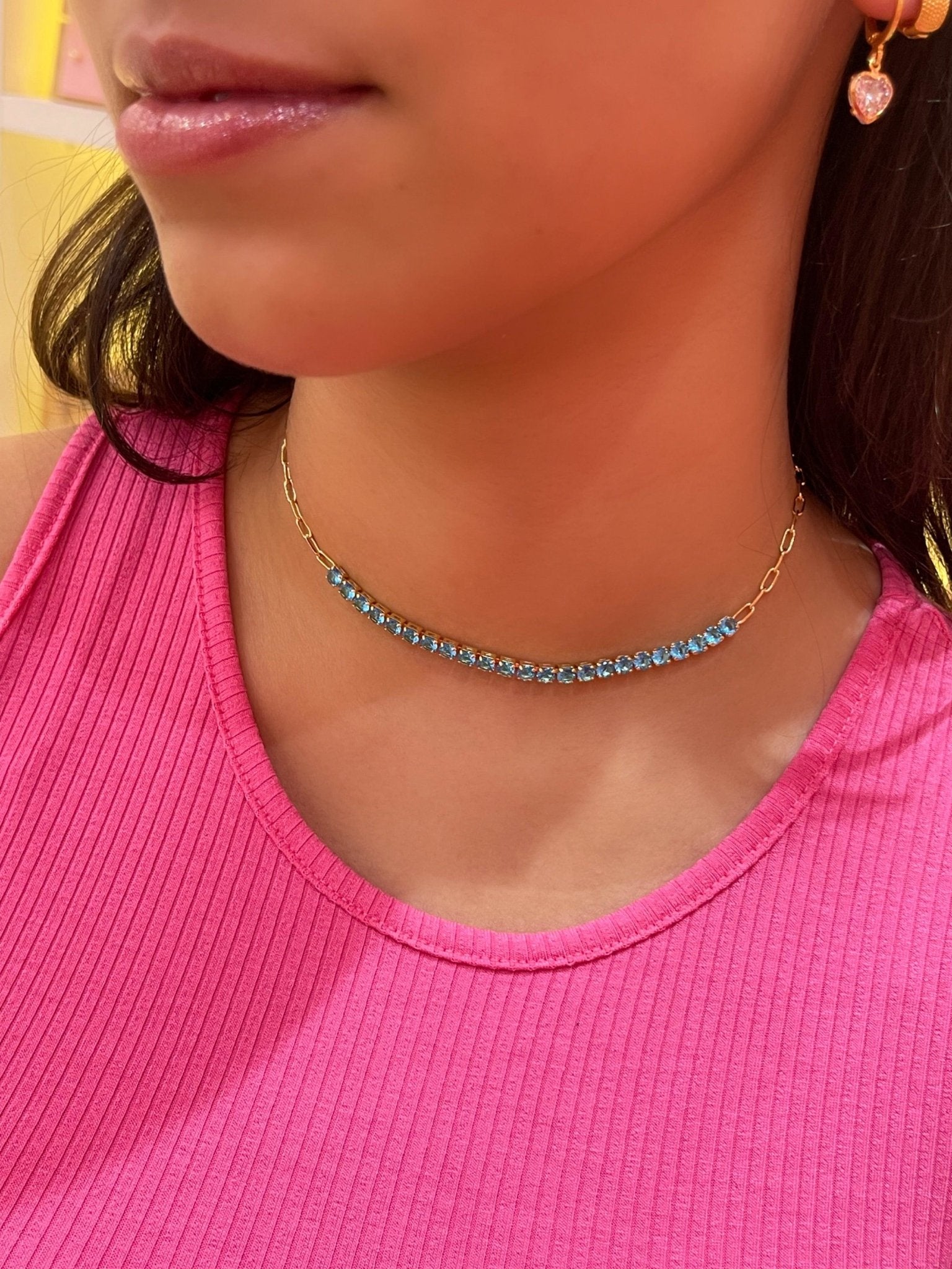 Choker  Meia Zircônias Azuis Joias 4Ever & Co.